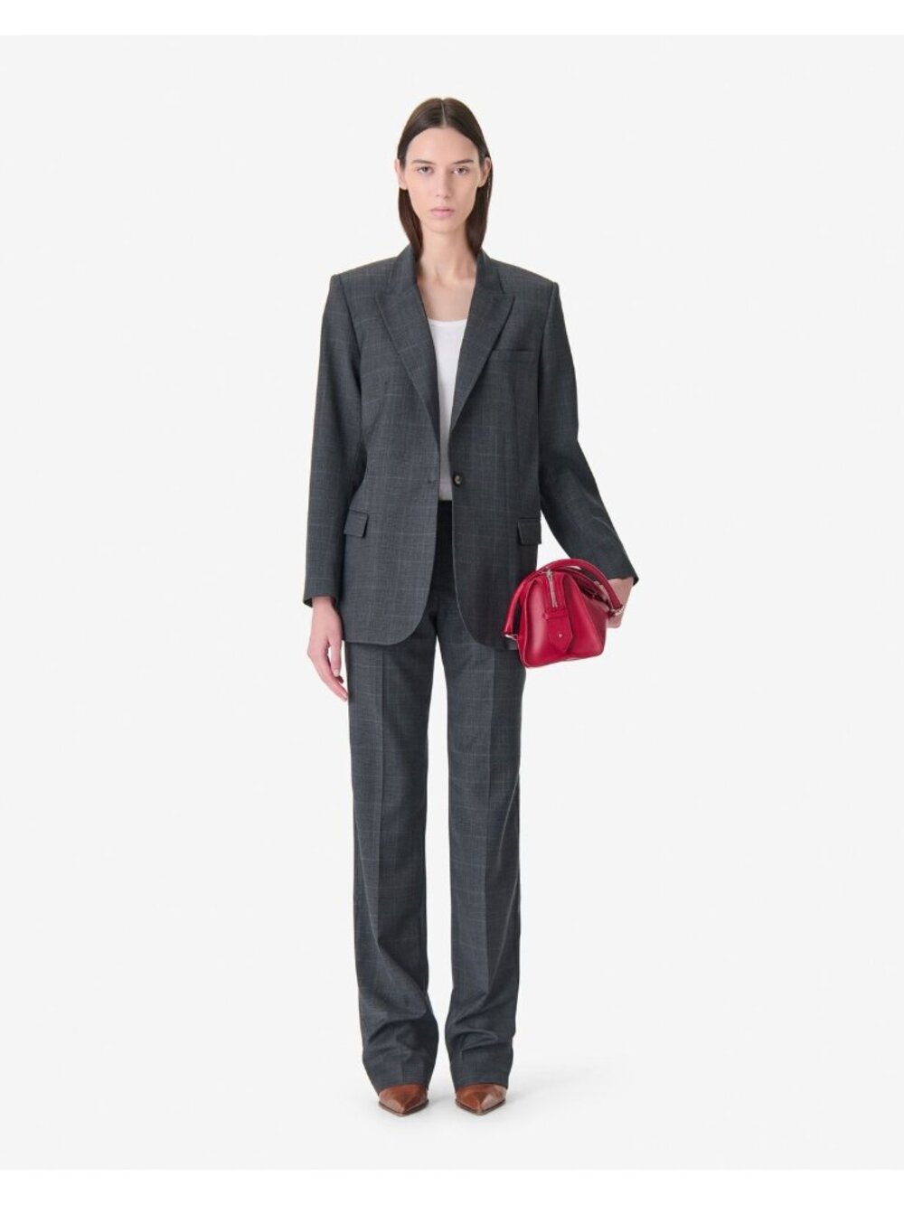 Jones New York Suit Plaid Blazer Jacket Size 12 Gray Single Button Lined